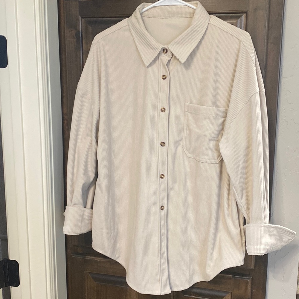 NWOT- Cream oversized button down- M